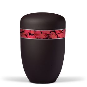   H3845 antracit acél urna rózsaszirom motívumos díszcsíkkal