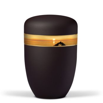 H3846 antracit acél urna naplemente motívumos díszcsíkkal