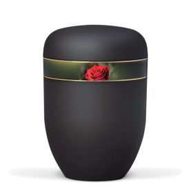 H3849 antracit acél urna rózsa motívumos díszcsíkkal