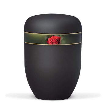 H3849 antracit acél urna rózsa motívumos díszcsíkkal