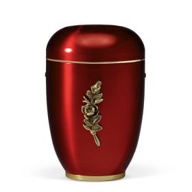 H3960RO bordó acél urna arany rózsacsokor díszítéssel