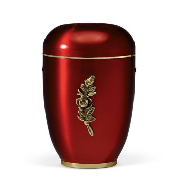 H3960RO bordó acél urna arany rózsacsokor díszítéssel