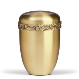 H410-2 arany színű réz urna tölgyfalevél motívummal