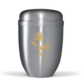 H501R acél urna arany rózsa motívummal