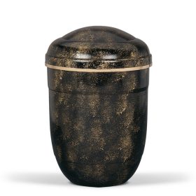   H6062GB fekete acél urna bronz patinával és arany szalaggal
