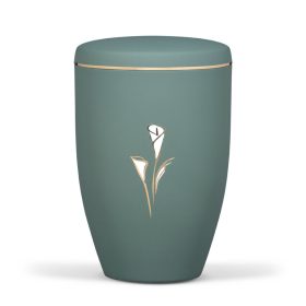 H6232CA olívazöld acél urna arany kála motívummal