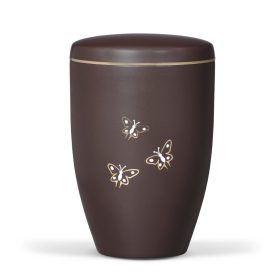 H6235SM barna acél urna arany-fehér pillangó motívummal
