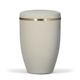 H6261 bézs acél urna arany szalaggal