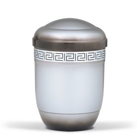   H651DK ezüst acél urna fekete patinás meander díszítéssel