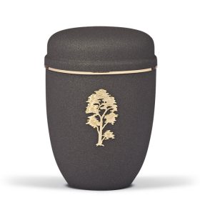 H805BM-GB antracit acél urna fa motívummal és aranyszínű sávval