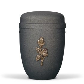 H805RO antracit acél urna rózsaág motívummal