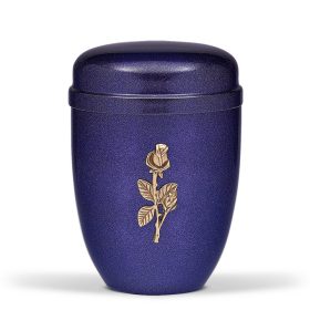   H820P-R kobaltkék acél urna gyöngyház hatású felülettel és arany rózsa motívummal