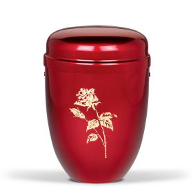 H825R bordó acél urna arany rózsa motívummal
