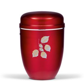 H825SBL bordó acél urna ezüst levél motívummal