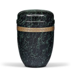 H830MB zöld patinás acél urna arany meander mintával