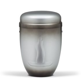 H850F szürke patinás acél urna láng motívummal