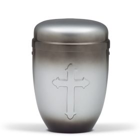 H850K szürke patinás acél urna kereszt motívummal