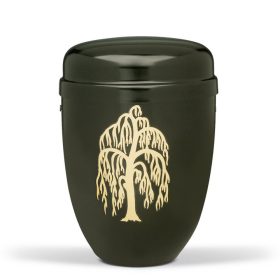 H880B fekete acél urna szomorú fűz motívummal