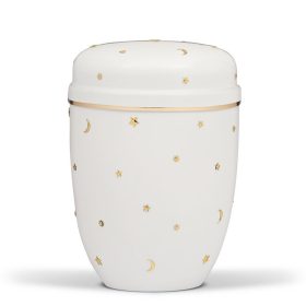   H881SMS-GB krémfehér acél urna nap, hold és csillag motívummal