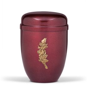 H90825P-R bordó acél urna rózsacsokor motívummal