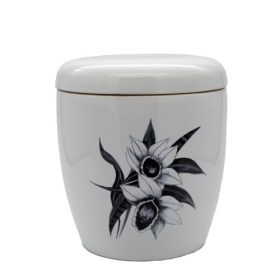 KT-UKF005 kerámia mázas matricás orchidea fehér urna