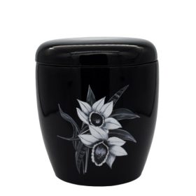 KT-UKF006 kerámia mázas matricás orchidea fekete urna