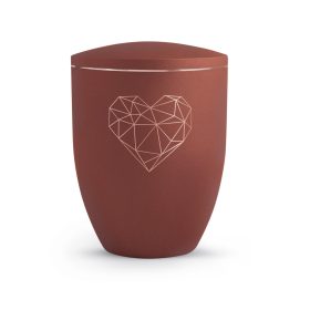 V-340313 Edition Geometric velvet szív urna aranyszínű szívmotívummal, bársony hatású felület, biológiailag lebomló