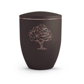 V-340813 Geometric siena barna biológiailag lebomló urna geometrikus fa motívummal