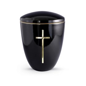 V-6340KG Edition Ceramica fekete kerámia urna kereszttel fényes felülettel
