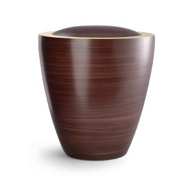 Edition Rustica Ceramica 6469 kézzel festett gesztenyebarna kerámiaurna aranyszalag motívummal, biológiailag lebomló