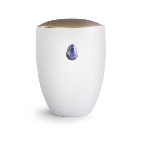   V-6631 Remember Me fehér kerámia urna szodalit kő motívummal