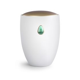 Remember Me 6635 fehér kerámia urna arany fedéllel és malachit féldrágakővel