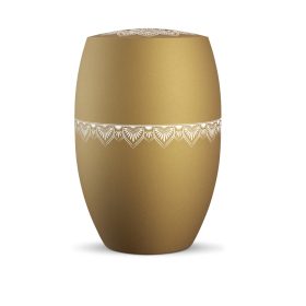V-861415 Infinity Mandala biológiailag lebomló urna aranyokker színben emlékerdőbe és urnafalba