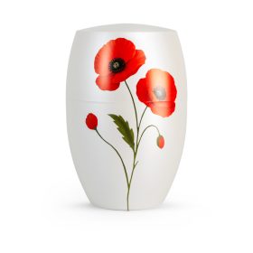  V-8621 Florique Edition urna gyöngyházfehér matt felülettel és pipacs motívummal