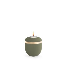 V-P2018L Edition Classic olívazöld porcelán urnamécses aranyszínű díszítőgyűrűvel